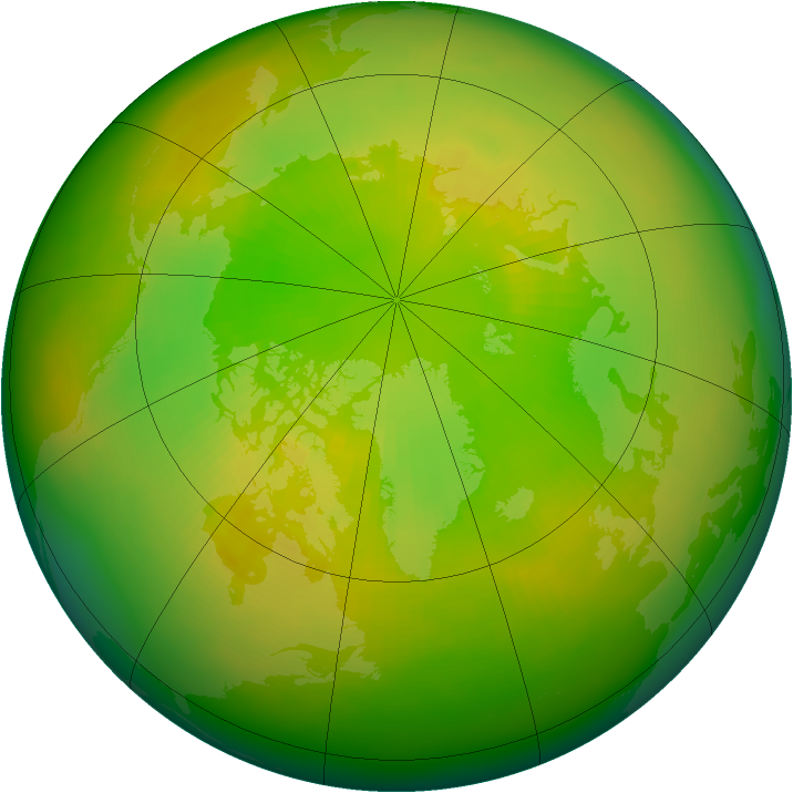 Arctic ozone map for June 1980